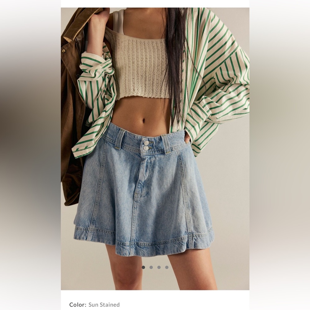 Free People Blue Denim Mini Skirt